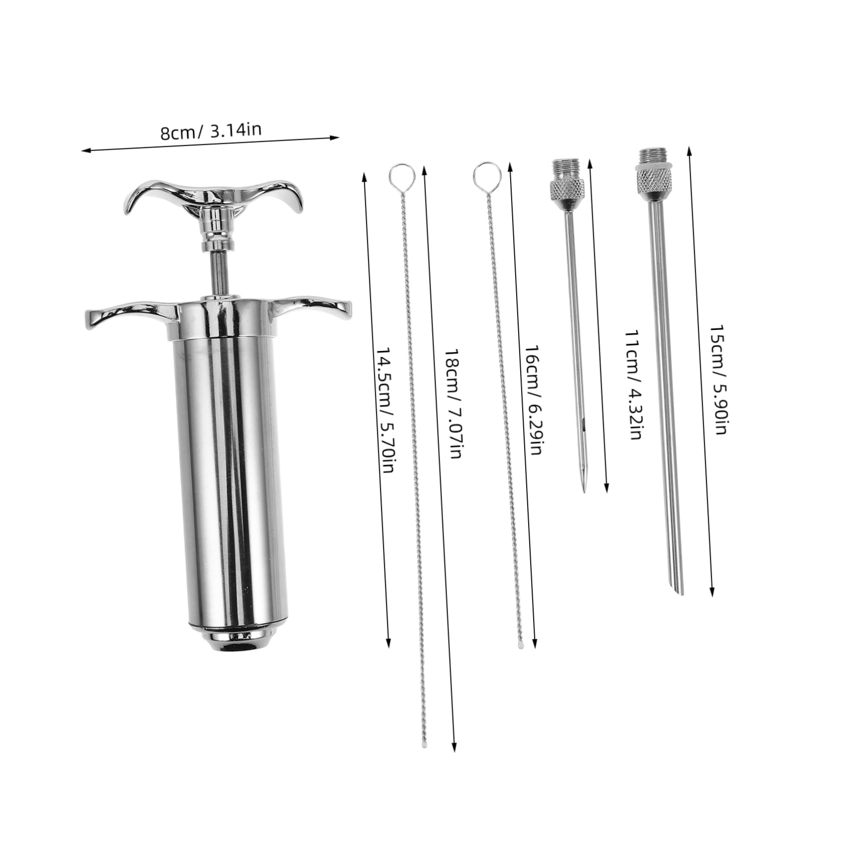 Marinade Spritze Fleischinjektionsset aus Edelstahl mit Reinigungsbürste und Truthahn Nadel für Grillfleisch und Küche