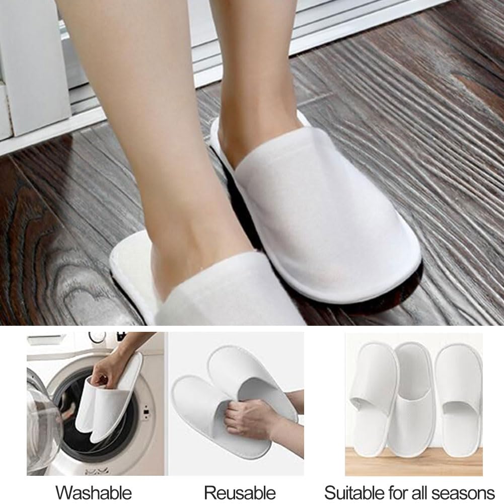 Pantofole Usa e Getta Antiscivolo, 3 Paia Monouso, Ciabatte per Ospiti Hotel, Pantofole in Spugna Premium Unisex