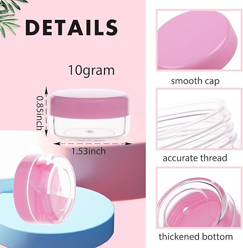 Miniatura 2 de Contenedores de muestra de 0.45 onzas con tapas, 100 piezas de mini recipientes para cosméticos, tarros de muestra rosa sin BPA para maquillaje