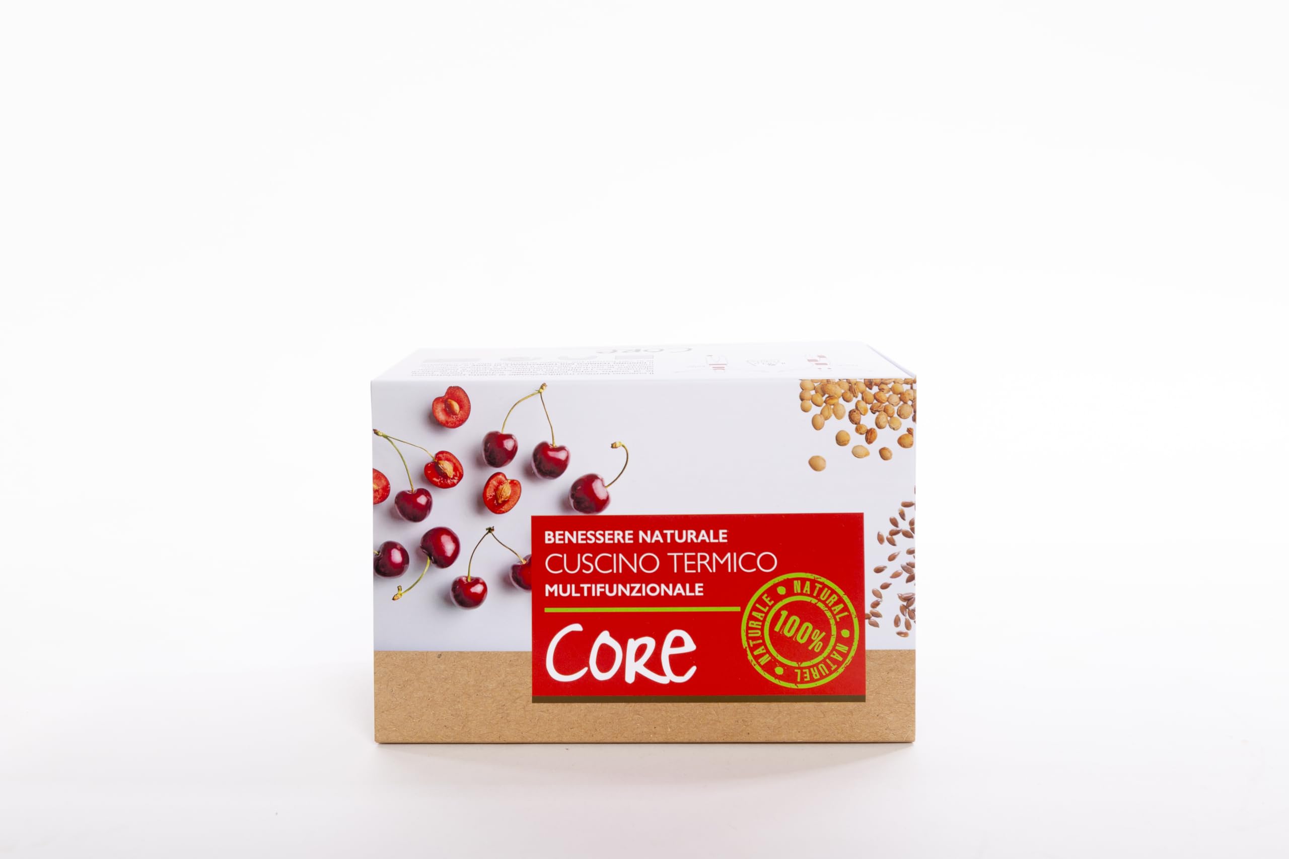 IL CIELO FIORITO Cuscino Termico con Noccioli di Ciliegia, Riscaldabile in Microonde, Cotone 100%, 30x22 cm, 650g, Linea Classica CORE (Rosso)