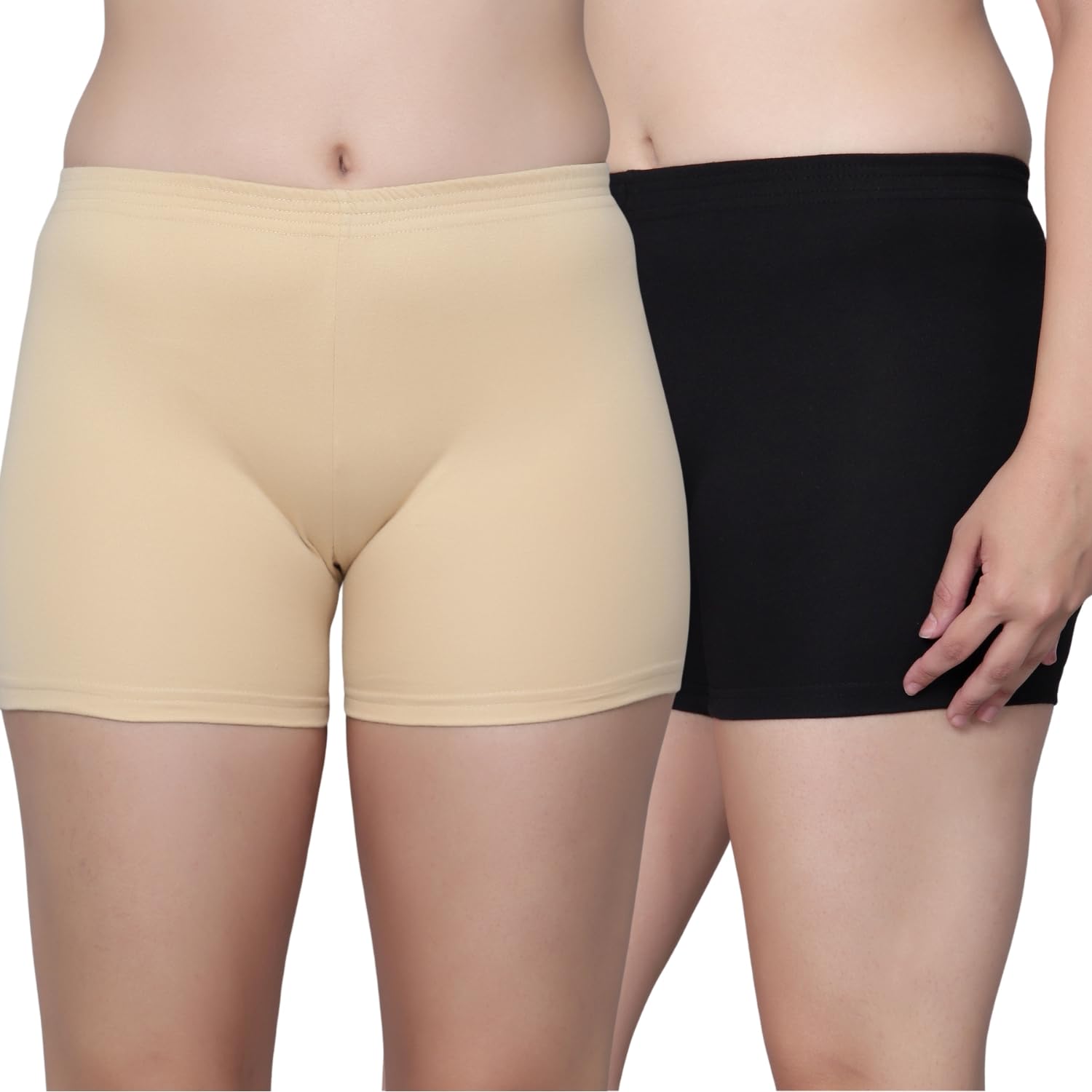Aimly Women Cotton Blend Stretchable Cycling Gym Yoga Above Knee Shorts Pack of 2-image-23