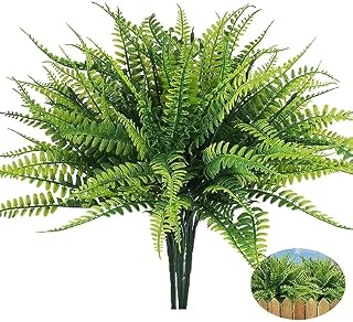 Artificial Plants Outdoor,Fake Plants,Plastic Fern Fake Plant Persian Grass,Outdoor UV Resistant Greenery Shrubs Plants Indoor Outside Hanging Planter Home Garden Decorating,8PCS,Green