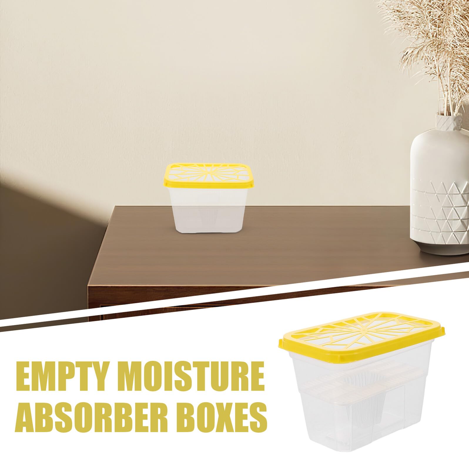Caja Vacía Absorbente de Humedad 4 Piezas Plástico Amarillo
