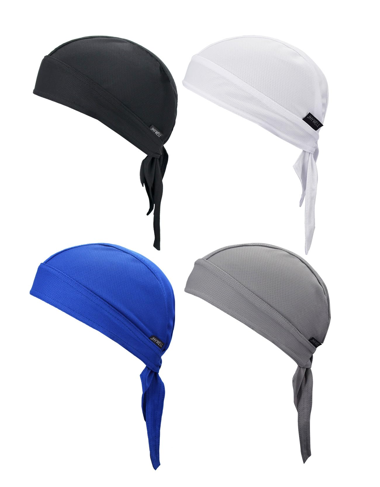 Sweat Wicking Doo Rags Beanie Cap Adjustable Summer Head Wrap Cooling Dew Rags Large Do Rag Hat Helmet Liner for Men and Women (Black, White, Blue, Grey)