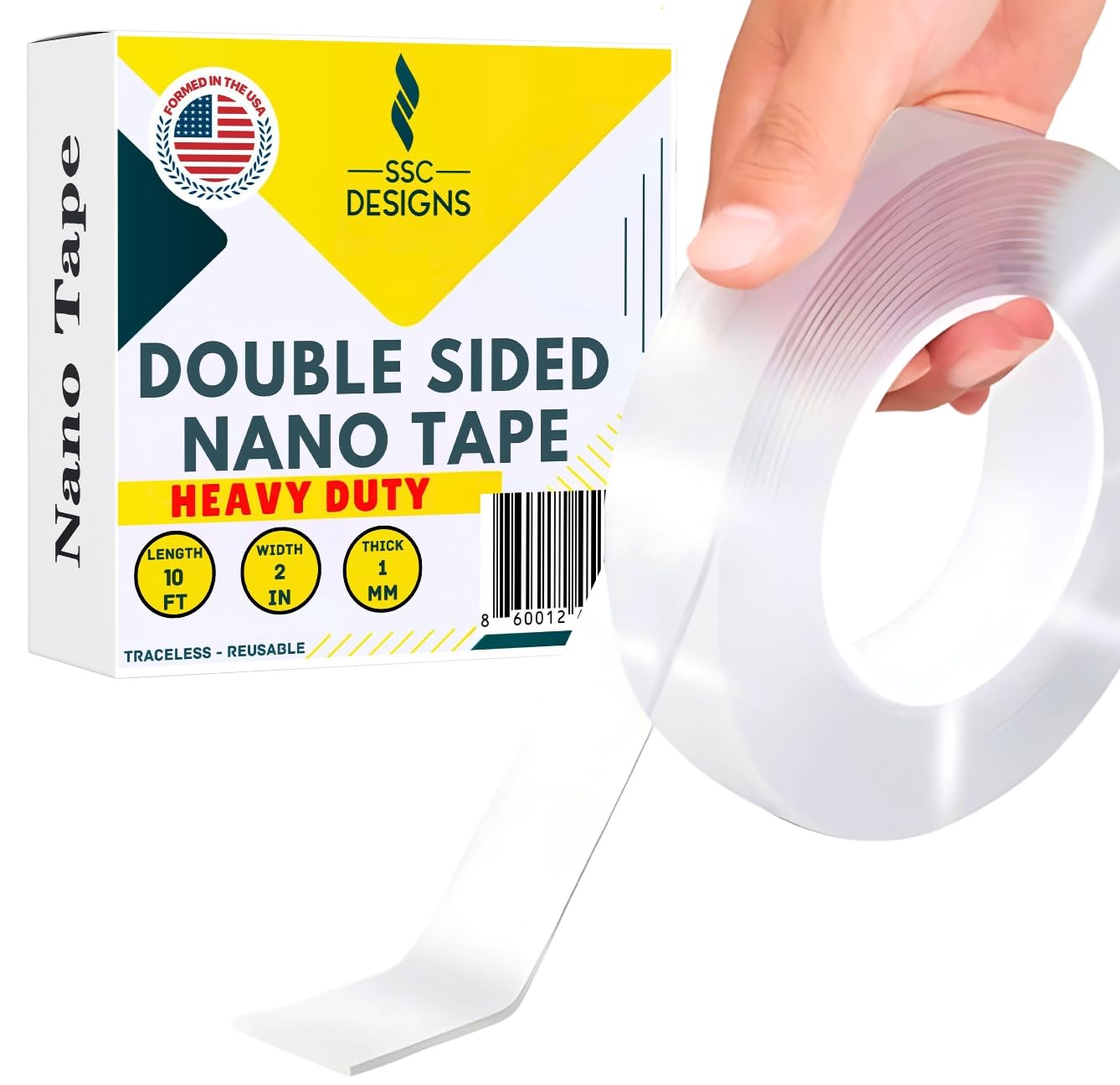 double sided mounting tape heavy duty nano two sided adhesive strip strong magic picture poster wall hanging decor office classroom bubble kit transparent removable sticky clear stick carpet 10 feet