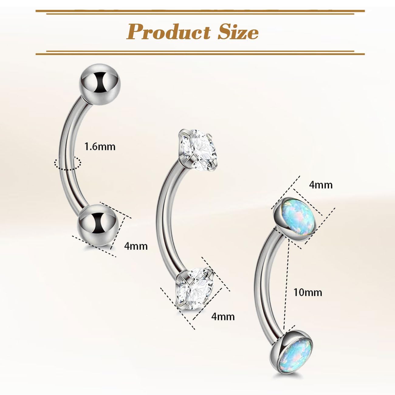 3 Piezas Piercings Ombligo de Acero Inoxidable de 10 mm, Clicker Ombligo de Acero Quirúrgico para Piercing con Anillos de Circonita Cúbica para Mujeres, Plata/Oro