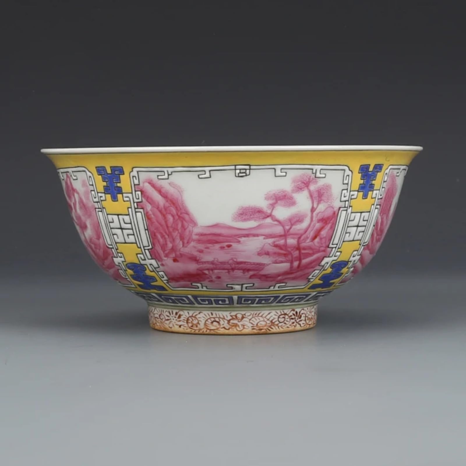 Handbemalte antike Porzellanschale, 15,5 cm, Qing-Dynastie-Stil, Keramikschale für Dekoration