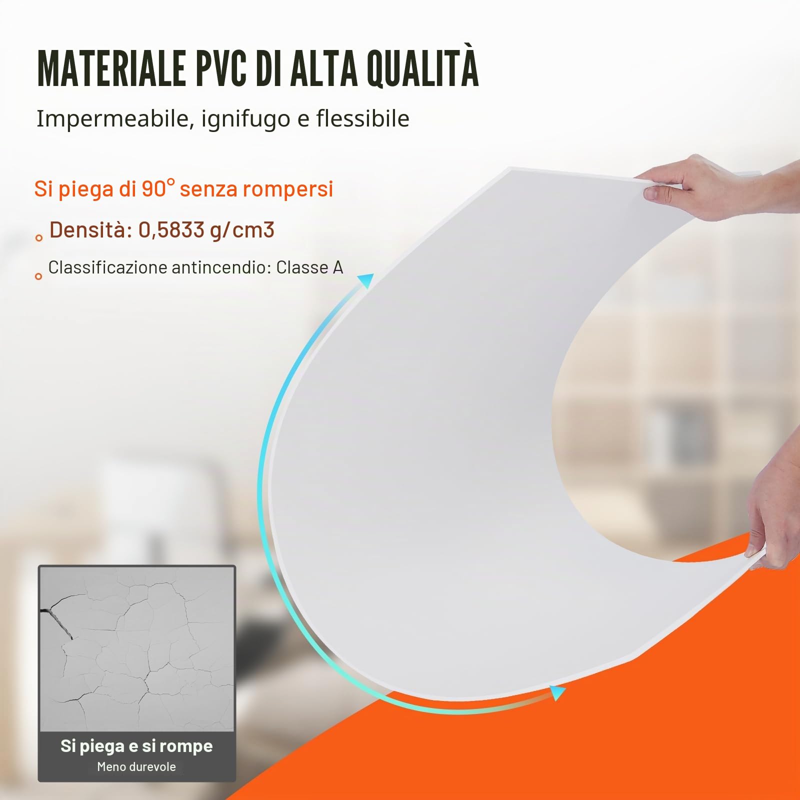 VEVOR Pannelli per Controsoffitto 603 x 603 mm Pannelli per Soffitto Confezione 12, Buona flessibilità, Facile Installazione, Rivestimento per Soffitto per Decorazione di Casa/Ufficio, Bianco Liscio