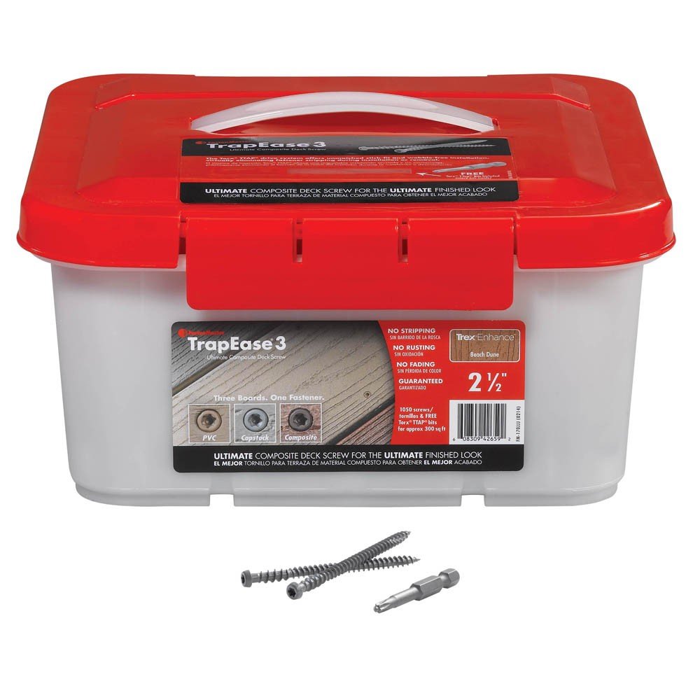 FastenMaster TrapEase No. 20 x 2-1/2 in. L Torx Ttap Star Head Zinc-Plated Composite Deck Scre - Case Of: 1; Each Pack Qty: 1050; Total Items Qty: 1050
