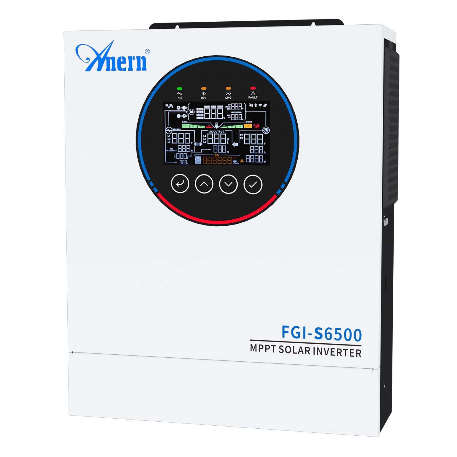 Anern 6500W Hybrid Wechselrichter Solar 48Vdc zu AC 230V PV 500VDC Off Grid Reine Sinus Welle Solar Wechselrichte Überlastkapazität 9000W. 120A MPPT Für Bleisäure- und Lithium-Batterien mit WiFi-Modul