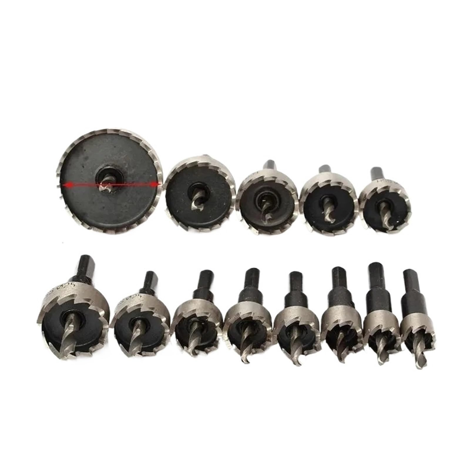 Juego de 12 brocas HSS 15-50 mm, sierra corona, cortador, kit perforación, herramienta manual for cortar madera, acero inoxidable, aleación metal(HZ-16-53 13PCS)