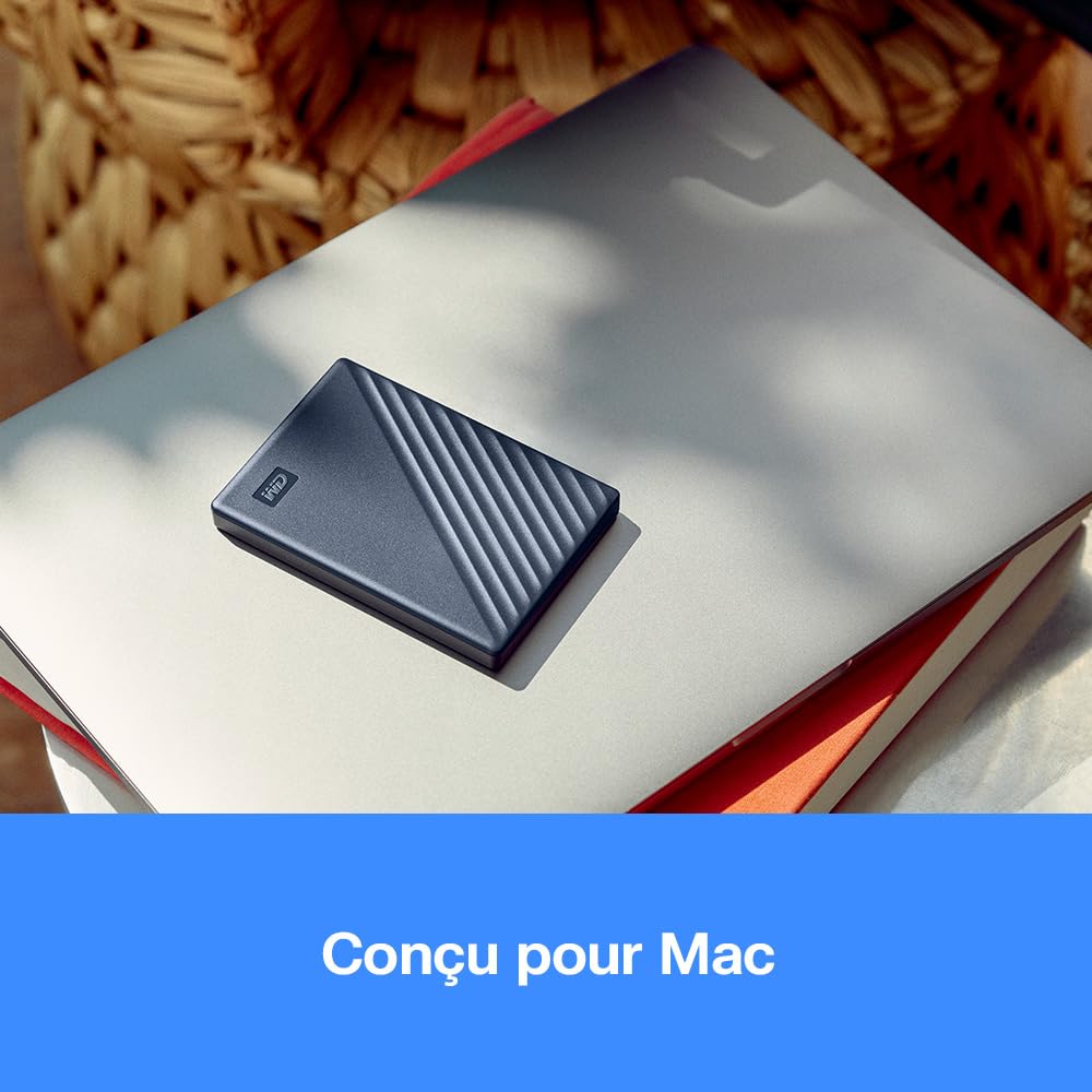 WD My Passport pour Mac 4 To Disque Dur Externe Portable, Parfait pour sauvegarde et stockage, Compatibilité avec Time Machine, SuperSpeed USB Prêt pour Mac, Argenté