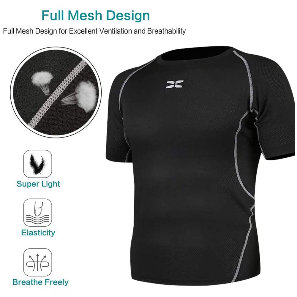 Conjunto Deportes Sudor Fitness Entrenamiento Compresión Ropa Suave Seco Rápido Transpirable Corriendo para Hombres 5 Piezas