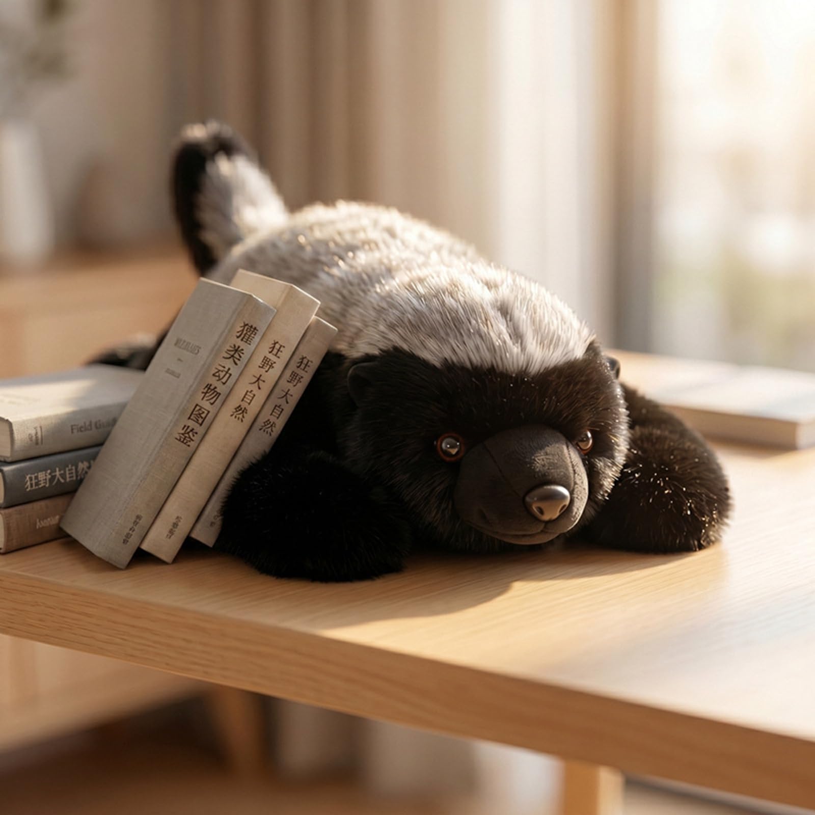 Honigdachs Kuscheltier, Realistisches Plüschtier zum Kuscheln und Spielen (85cm)