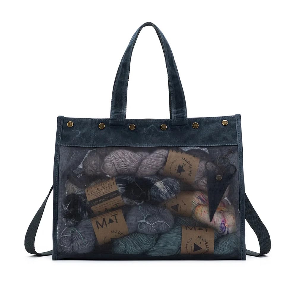 Sac en maille Della Q pour ranger vos encours de tricot et vos affaires personnelles ensemble