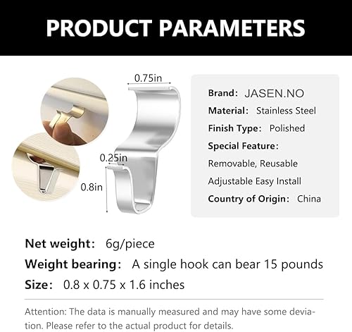Miniatura 2 de Ganchos laterales de vinilo resistentes para colgar, ganchos para exteriores para paredes, sin daños, ganchos en S, ganchos para colgar coronas de
