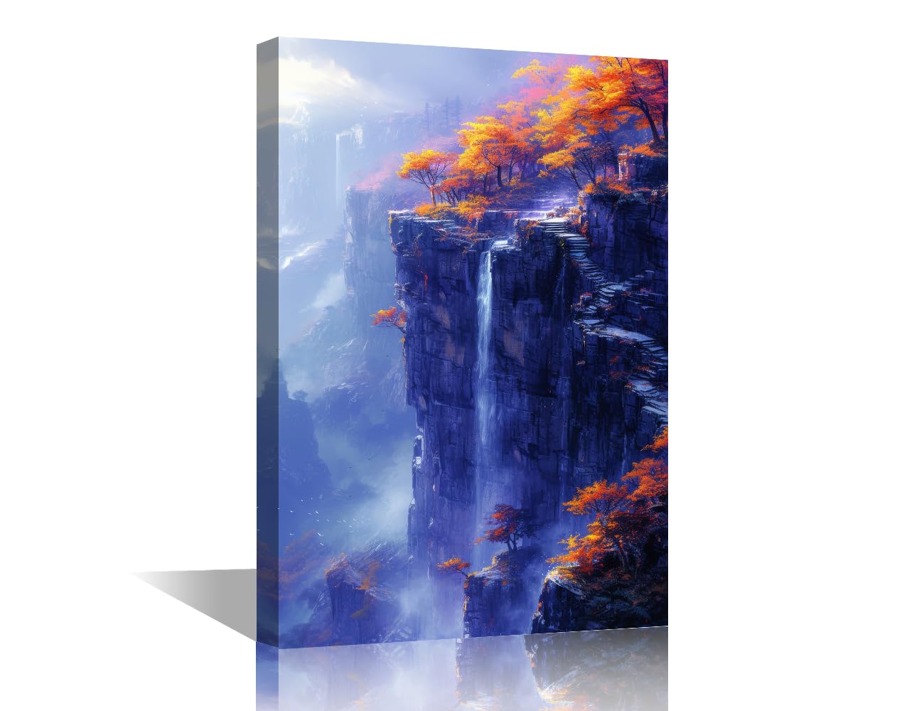 TISHIRON Canvas Wall Art for Bedroom Living Room Cliff Modern Home Decor Falls Painting Pictures Landscape Painting Office Contemporary House Artwork Frame Ready to Hang, 24x16in