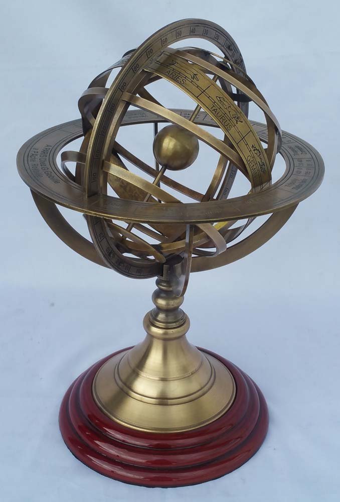 Nautical Collectible Astrological Armillary Decor Brass Zodiac Globe Table Top 11