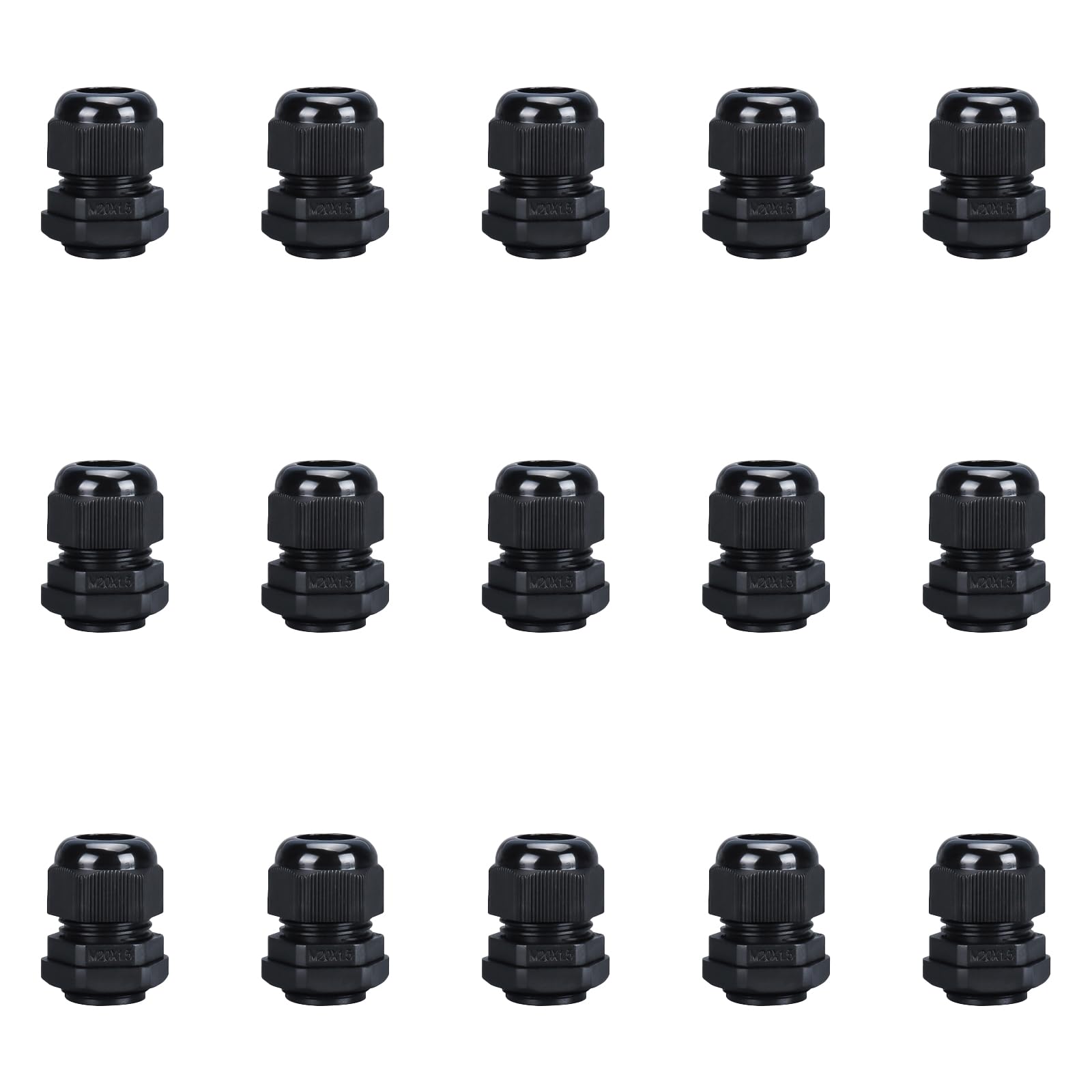 15Pcs Cable Gland, M20 Cable Gland, Nylon Cord Connectors, M20 20mm ×1.5 IP68 Waterproof Cables Glands, Wire Entry for Outdoor Wiring Suitable for 6mm - 12mm Cables