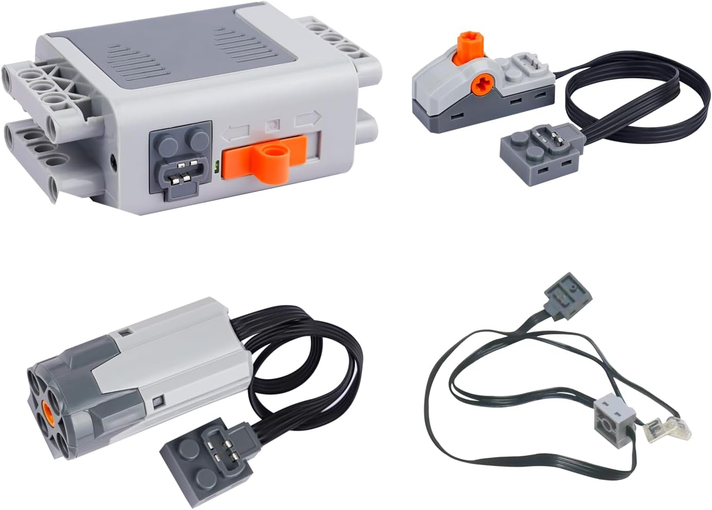 4pcs Power Function Motor Set, Science and Technology Power Function Kit, Power Functions Motor Battery Box Switch Light Cord Set for Lego Technic