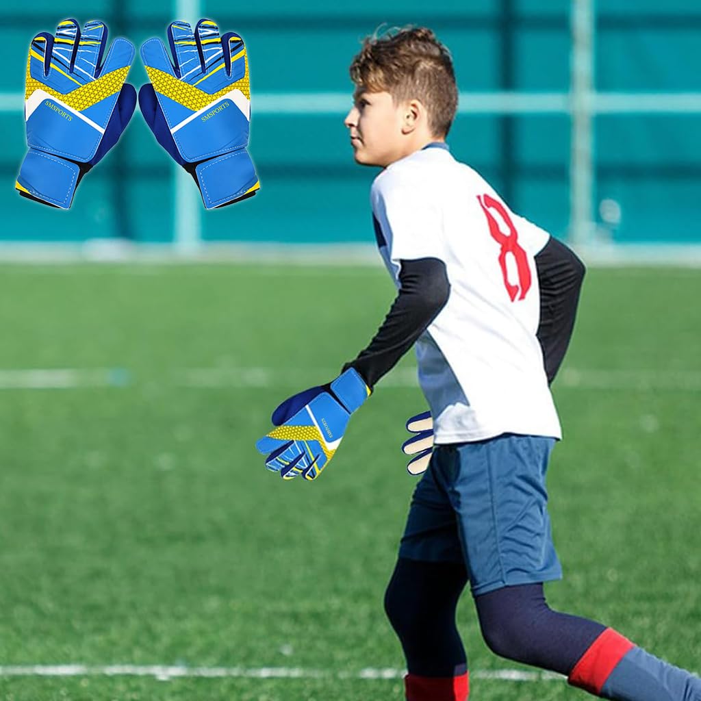 Proberos® Professional Football Goalkeeper Gloves for Kids & Children or Teen, Anti-Slip Protection Latex Palm Design, with Adjustable Strap Soft Pu Hand Back (Green Size-8) 4