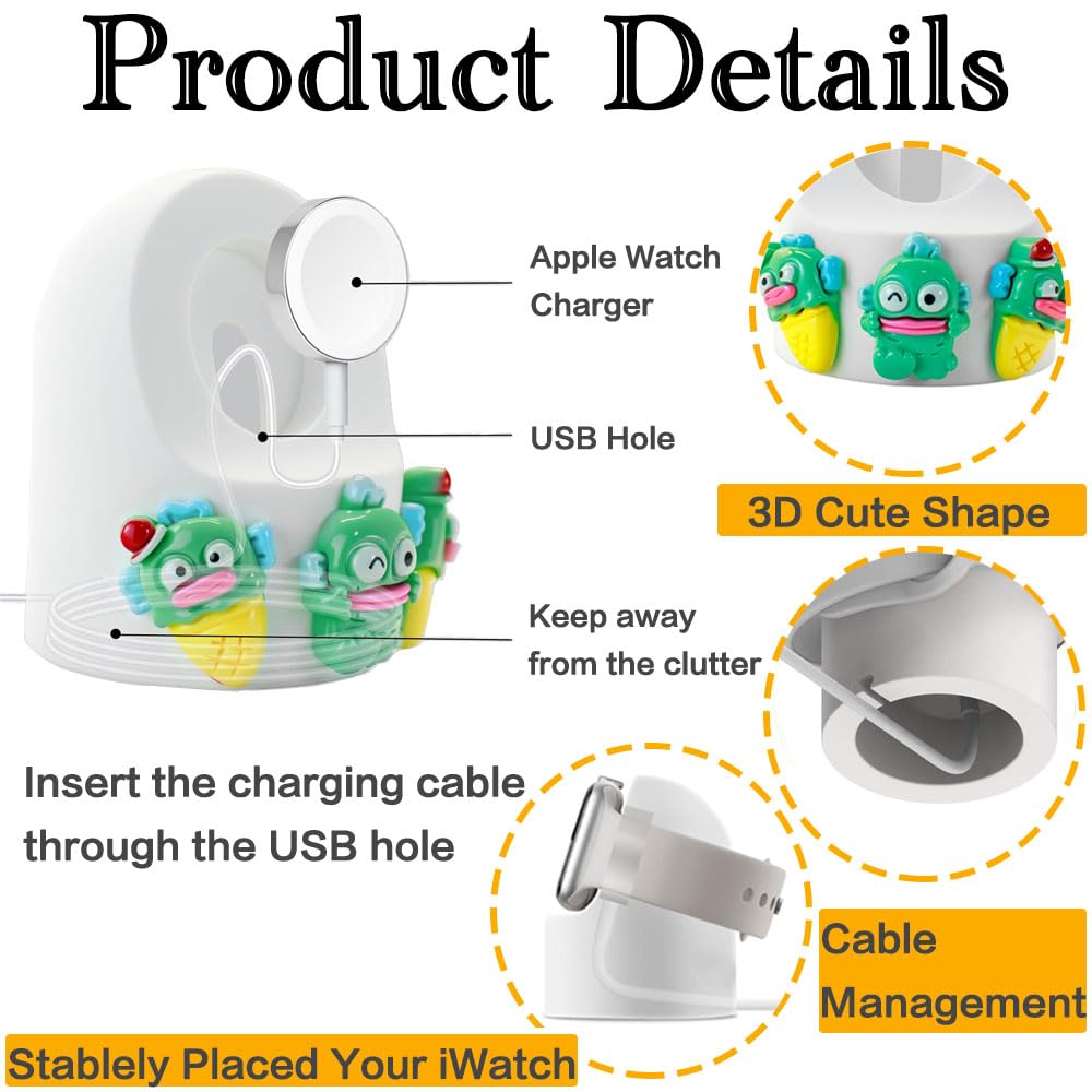 Support de chargeur pour Apple Watch, joli support de chargeur compatible avec Apple Watch Series Ultra/8/SE2/7/6/SE/5/4/3/2/1 (49/45/44/42/41/40/38 mm), organisateur de station de charge en silicone