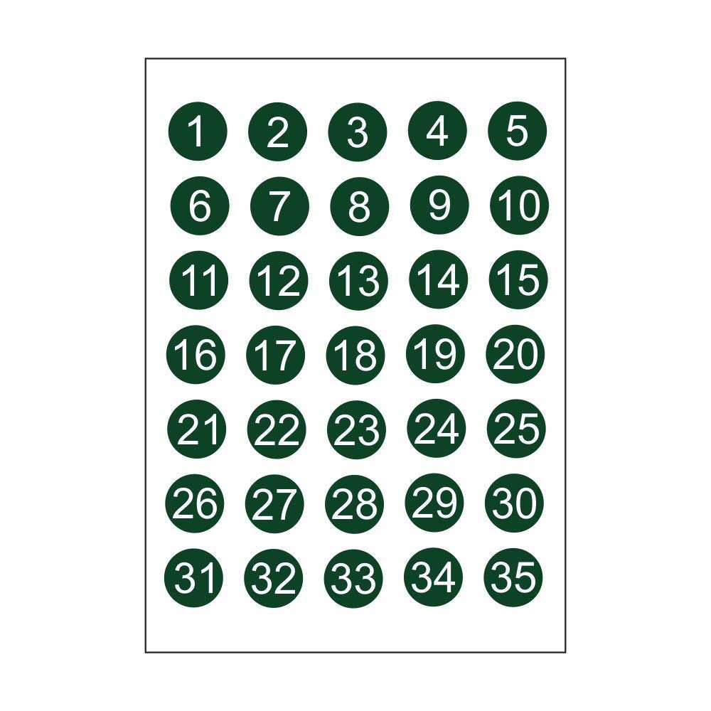 Pack of 35 Self-Adhesive Vinyl Table Numbers - Green Discs with White Numbers - Pre-cut Numbers 1-35 : Amazon.co.uk: DIY & Tools pack-of-35-self-adhesive-vinyl-table-numbers-green-discs-with-white-numbers-pre-cut-numbers-1-35-amazon-co-uk-diy-tools