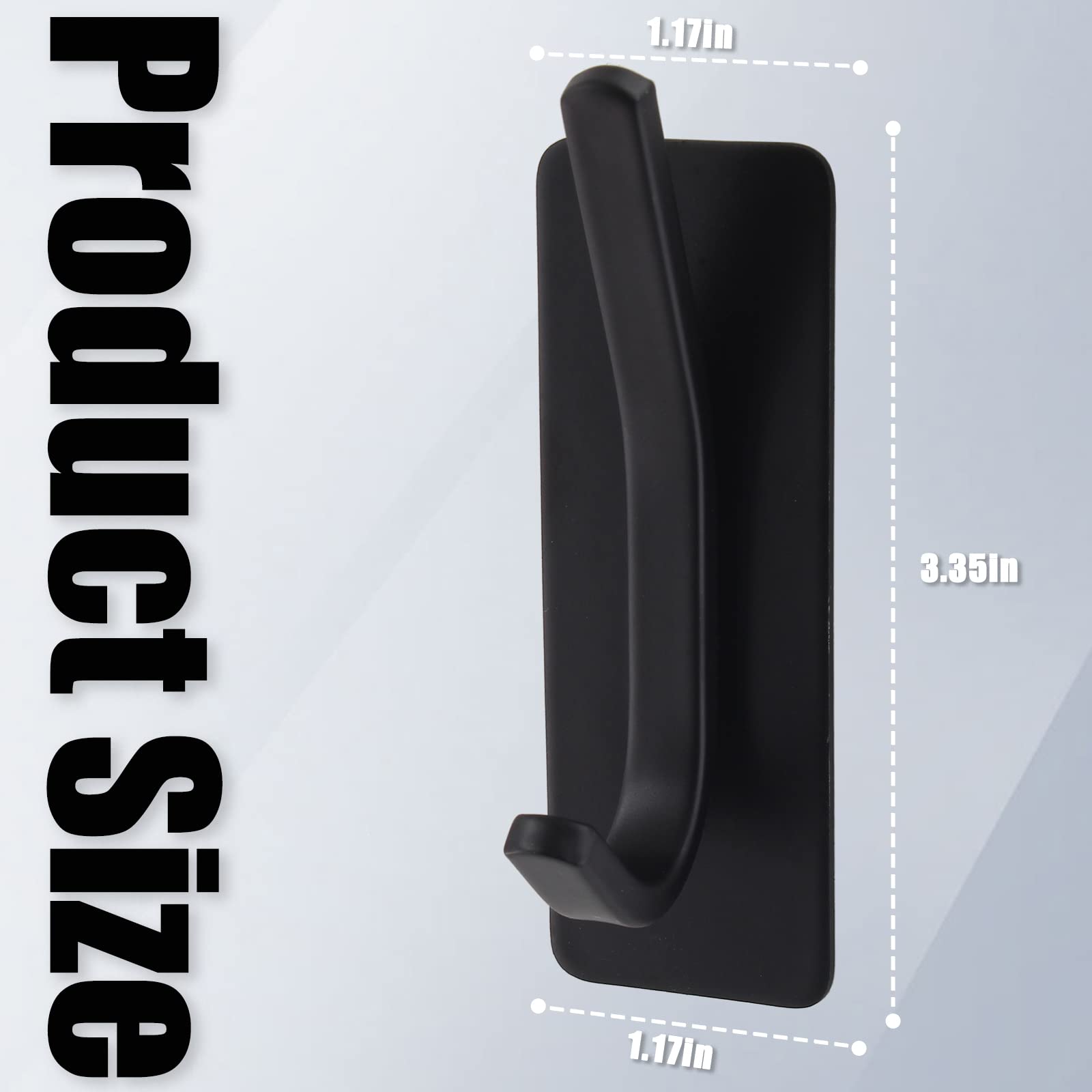 Ganchos autoadhesivos de pared, gancho para toallas de mano, ganchos para puerta de baño, 4 unidades, ganchos adhesivos de cocina de acero inoxidable negro