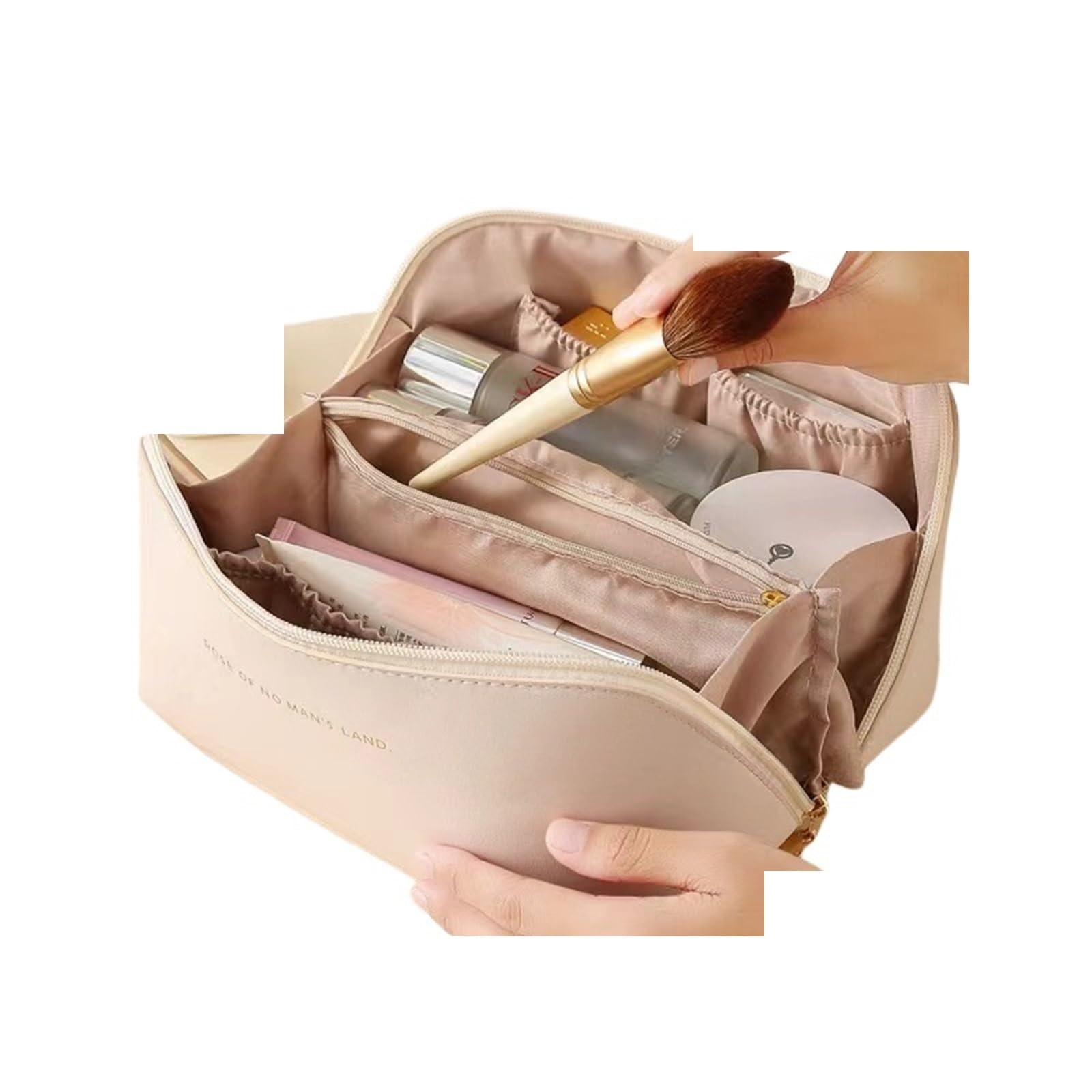 DVMSIEF Makeup Bag Leather Travel Cosmetic Bag Organizer