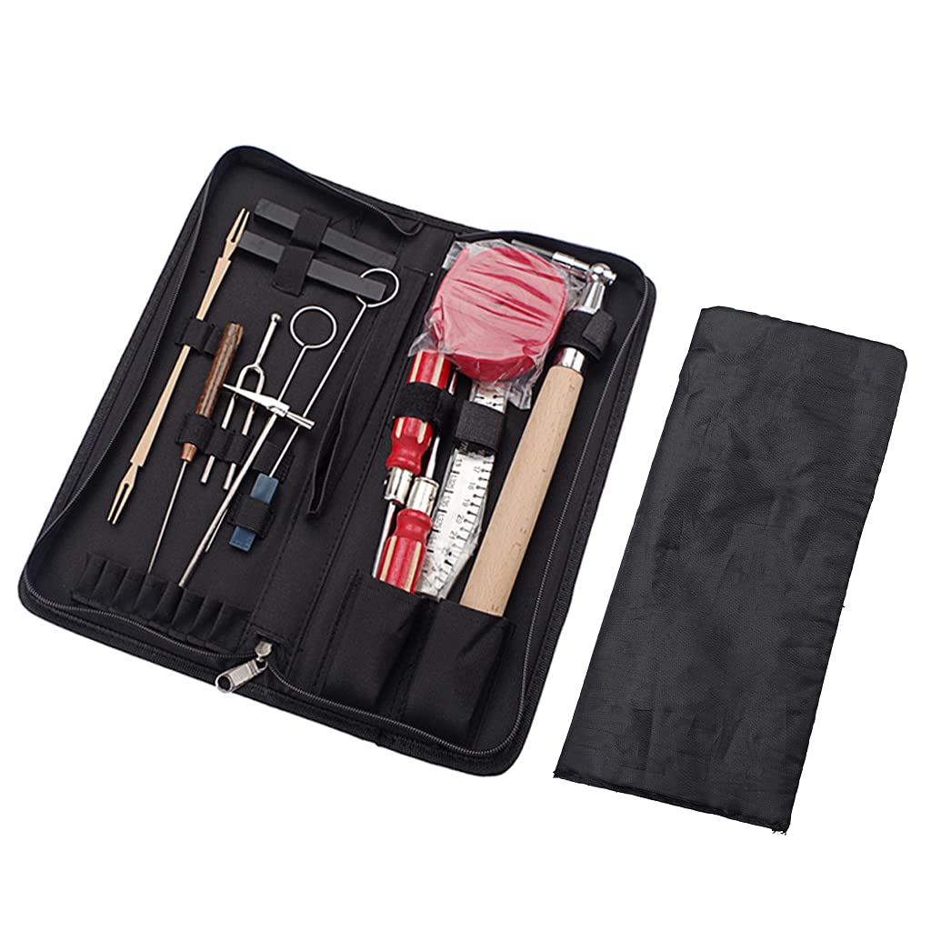 Alnicov Kit de afinación de piano,14 piezas,herramientas de sintonización que incluye llave de afinación universal para piano,mordazas de goma,tira de temperatura,tenedor de afinación con funda