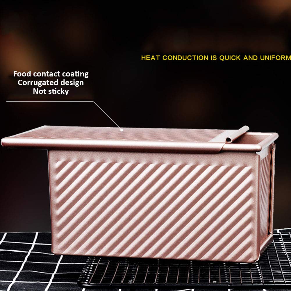 Antihaftbeschichtete Brotbackform, Toastbox, Brotbackform Mit Deckel, Aluminiumlegierung, Schnelles Und Gleichmäßiges Erhitzen, Zum Zubereiten Von Kuchen Und Brot,Wave Type-450g Dough