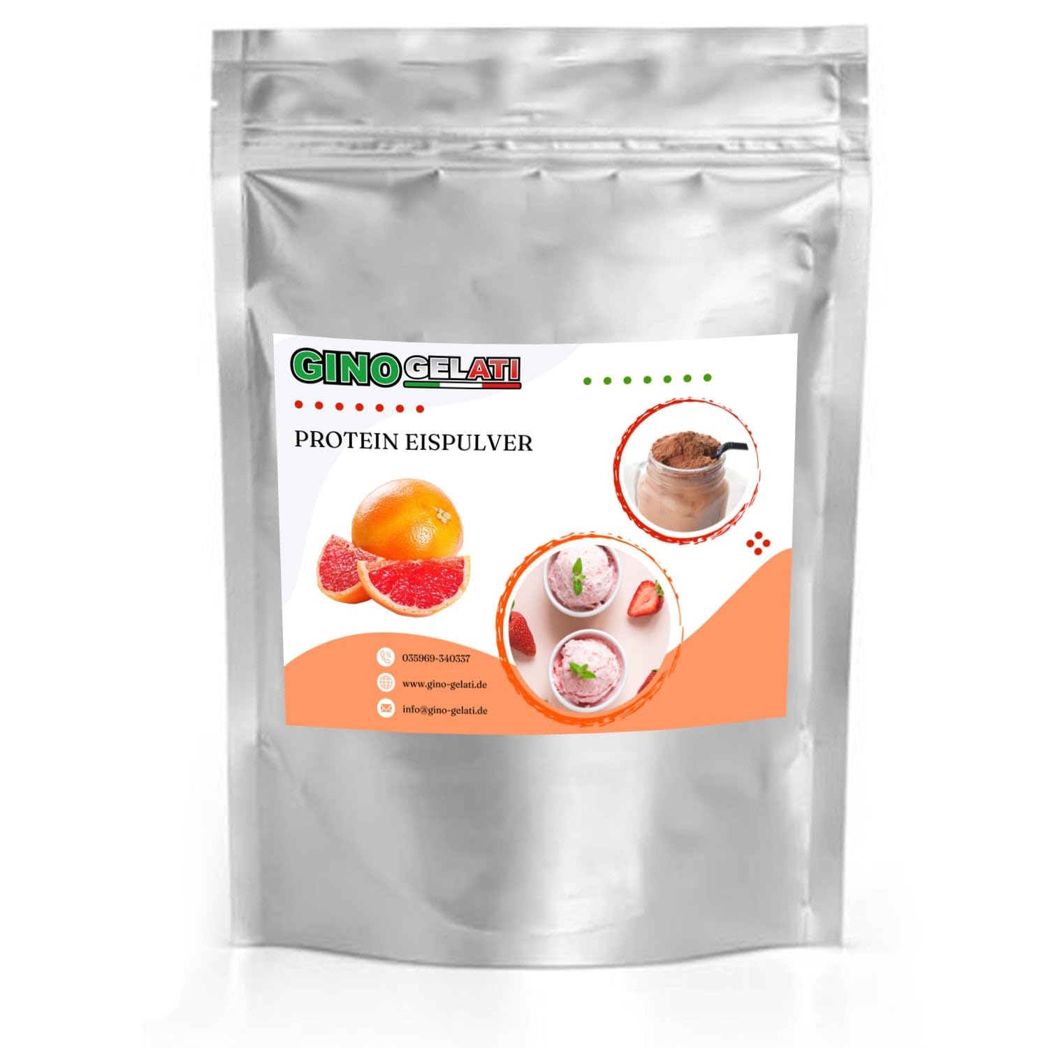 Gino Gelati Proteineis Pulver mit fruchtigem Geschmack, verschiedene Varianten, Exotisches Eispulver, schnelle und einfache Zubereitung, ohne Eismaschine möglich (100 Kg, Grapefruit)