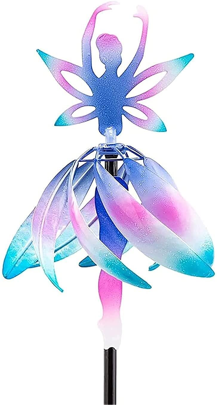 Magical Metal Windmill Kinetic Wind Spinner Metal Garden Spinner with Stable Stake Handcrafted Metal Garden Art Angel Ornament Wind Spinner Pole Garden Yard Decoration 913 GINOLEI