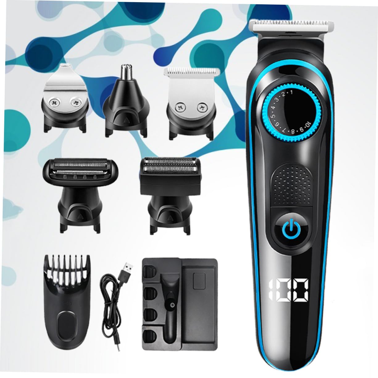 Healeved Multifunktionaler Elektrischer Haarschneider mit Lcd display Einstellbarer Ergonomisches Design Kabelloser Haarschneidemaschine für Herren und Profi barber tool