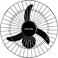 Ventisol Ventilador de Parede Oscilante, 3 Pás Premium, Preto, 50cm, Bivolt
