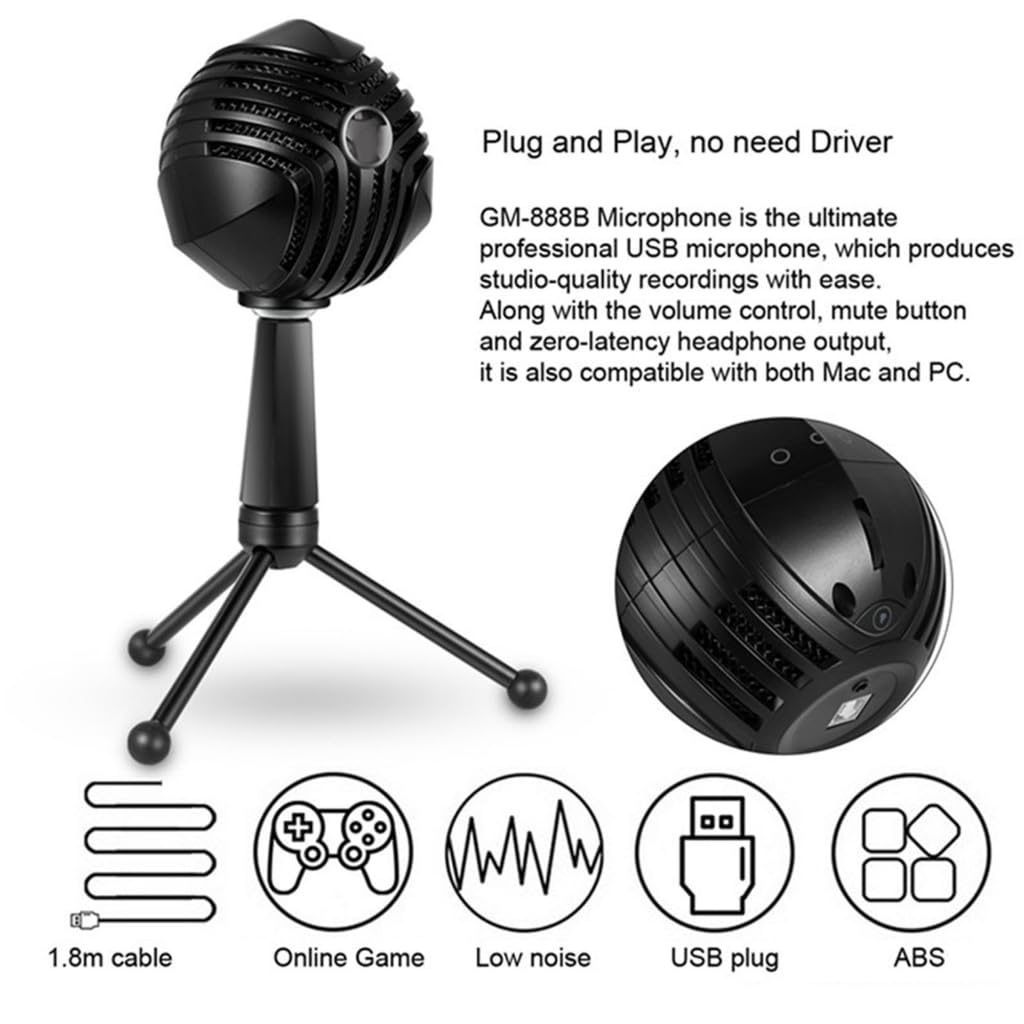 Microphone d'ordinateur USB omnidirectionnel antibruit