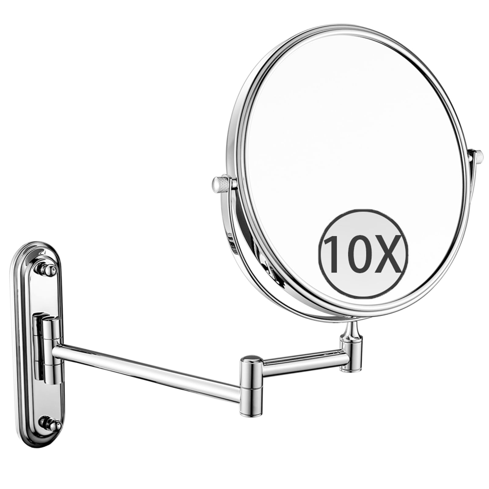 SXFSDOU 6" Wall Mounted Makeup Mirror with Magnification, Double Sided Magnifying Mirror, 360 Swivel Adjustable Vanity for Bathroom,Chrome,10X
