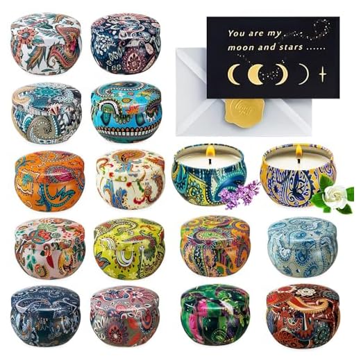 SAMISO Velas Aromáticas,16 Piezas Regalo de Velas Perfumadas, Velas de Aromaterapia Cera de Soja, Velas Decorativas, Juego de Regalo de Velas Perfumadas para Boda, Cumpleaños, Navidad