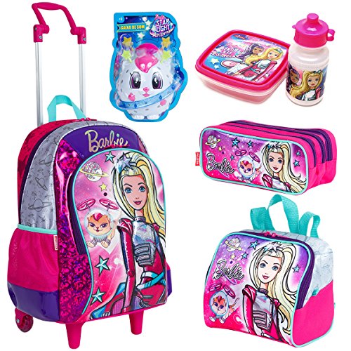 Kit Mochila Infantil Barbie Aventura Nas Estrelas Lancheira Estojo Verde