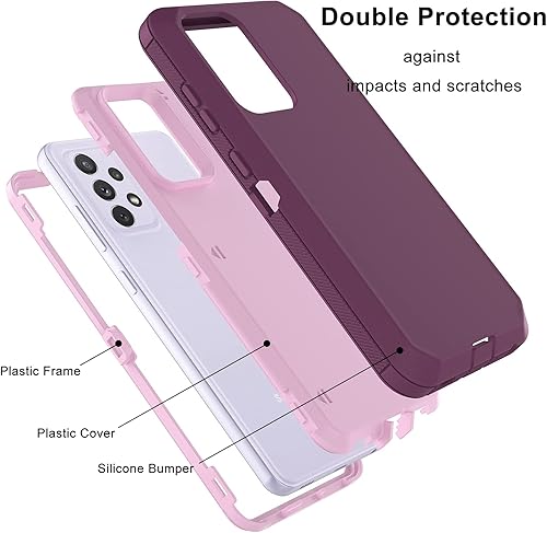 Miniatura 2 de Funda para Galaxy A52, resistente, protección contra caídas, a prueba de golpes, cubierta de plástico duro, funda de goma híbrida de doble capa para
