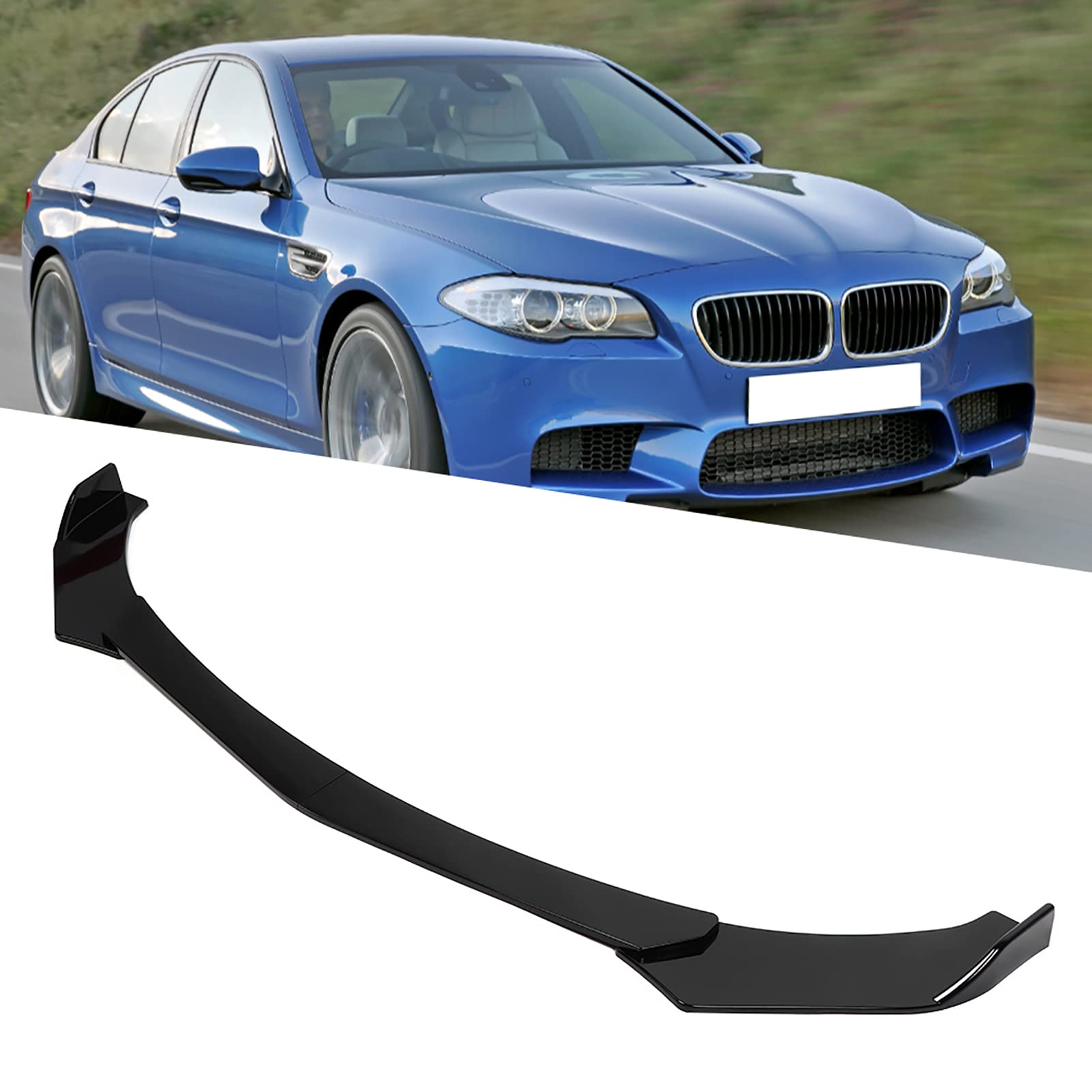 Generic Alerón Divisor de Labios para Parachoques Delantero, Kit de Carrocería Negro Brillante con Protector Protector, Ajuste Universal para Vehículos Sedan Coupe