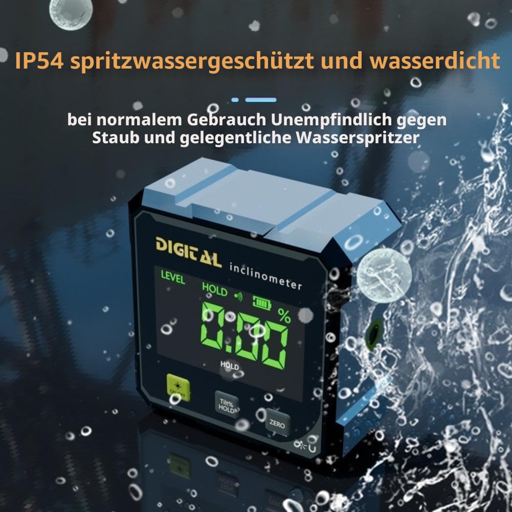 Digitaler Winkelsucher mit Elektronischem Laser - 4-seitige magnetische Winkellehre, Würfelneigungsmesser mit Hintergrundbeleuchtung, Hochpräzises Messwerkzeug für Holzbearbeitung, Tischsäge, Hängend