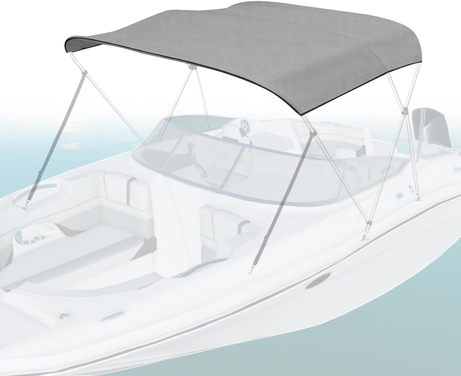 Seal Skin Covers Marine-Grade Waterproof Bimini Top Replacement Cover, 3 Bow / 4 Bow Canvas Sun Shade for Boat Canopy, UV & Fade Resistant (No Frame)