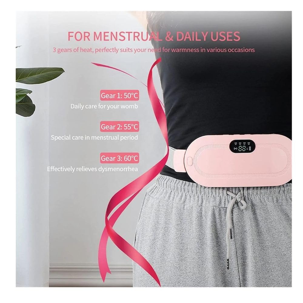 KHIZAR Smart Period Cramp Massager β Heating & Vibration Menstrual Pain Relief Belt for Women, Portable Heating Pad for Abdomen Comfort 3