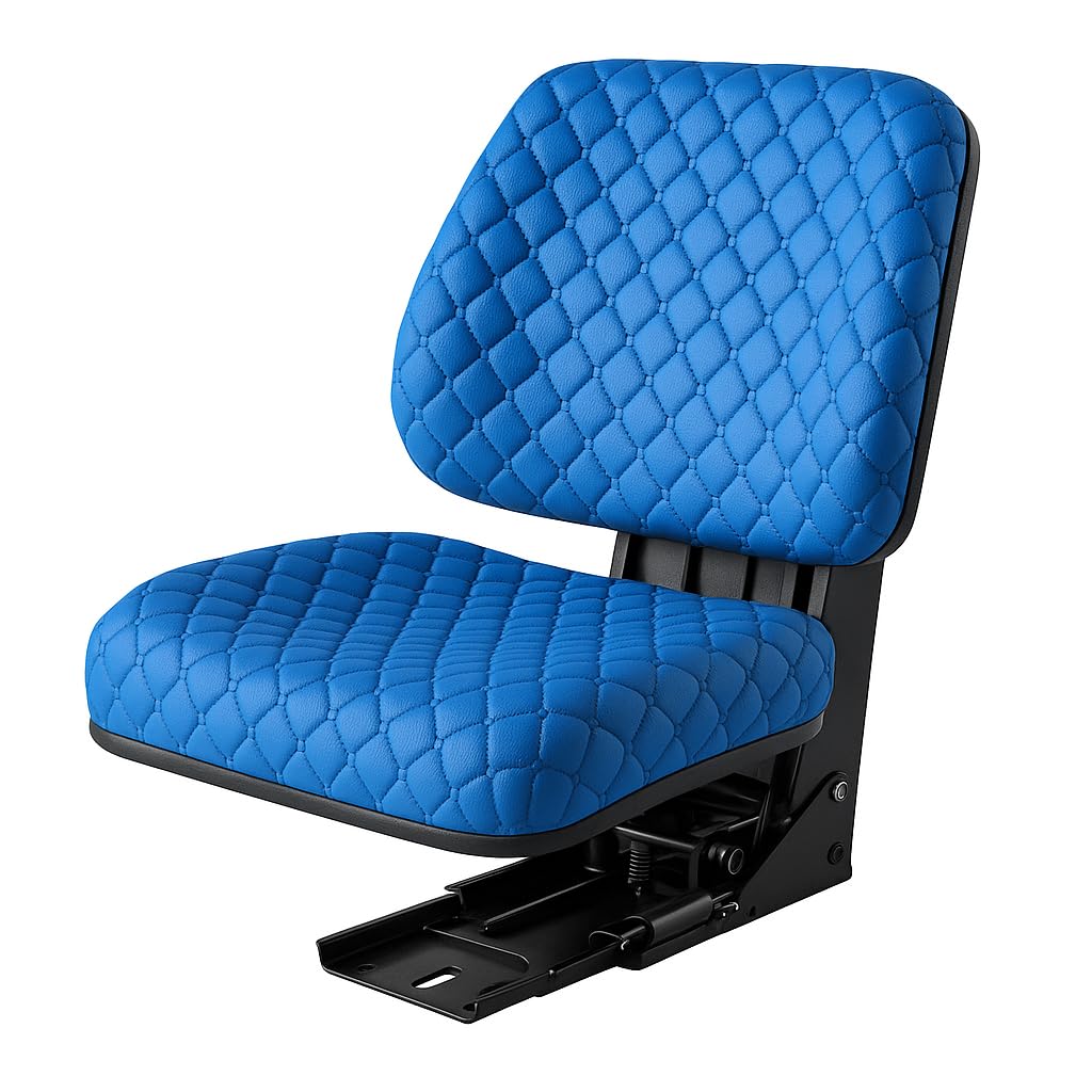 Funda de asiento de tractor resistente, acolchado Impertex duradero para tractores y carretillas elevadoras, cortacésped (cuero azul, costuras azules)