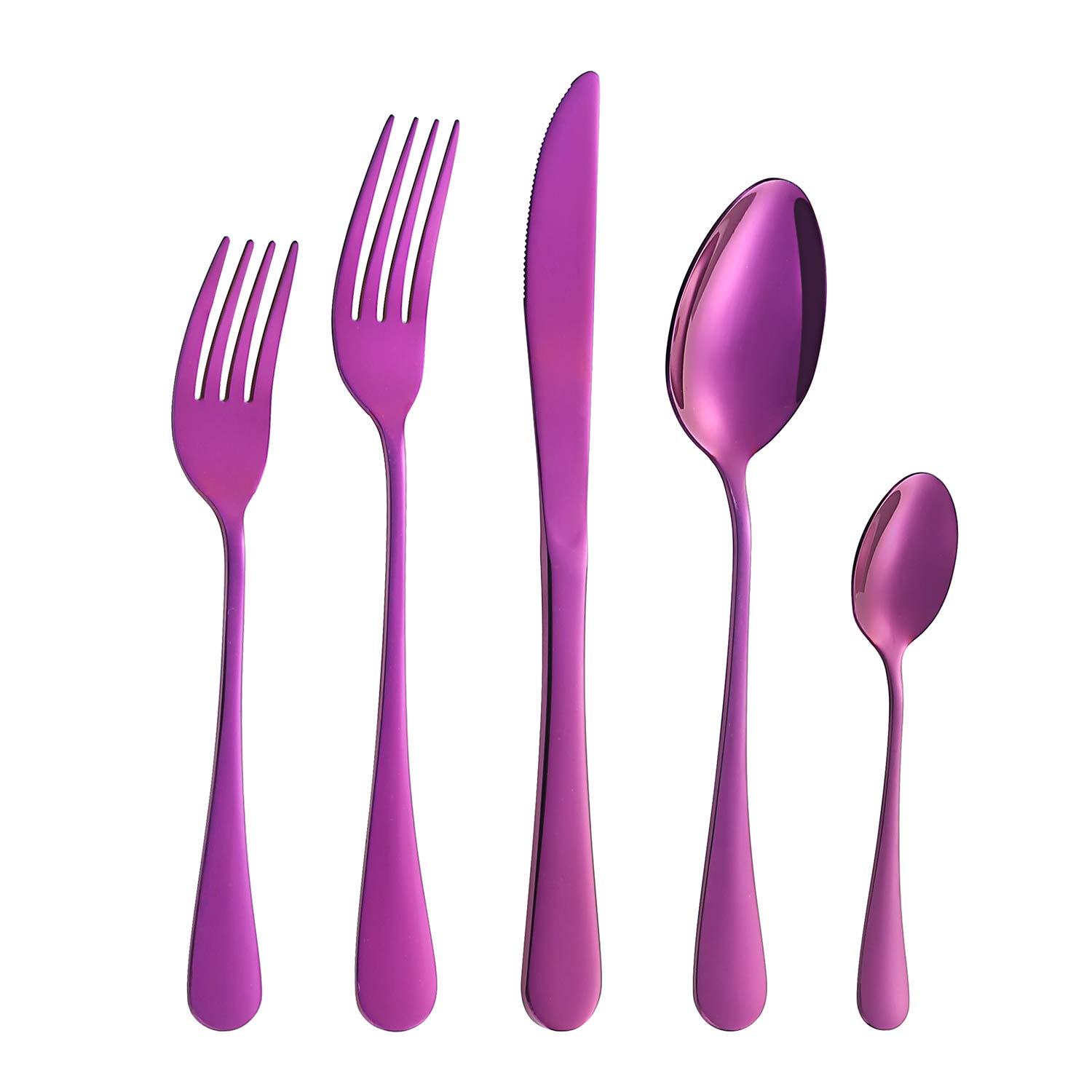 Silverware Set, 20-Piece Purple Flatware Cutlery Set Service for 4,Stainless Steel Kitchen Utensil Set Tableware Knife Spoon Fork Set for Home&Restaurant. Dishwasher Safe(Purple-20pcs set)
