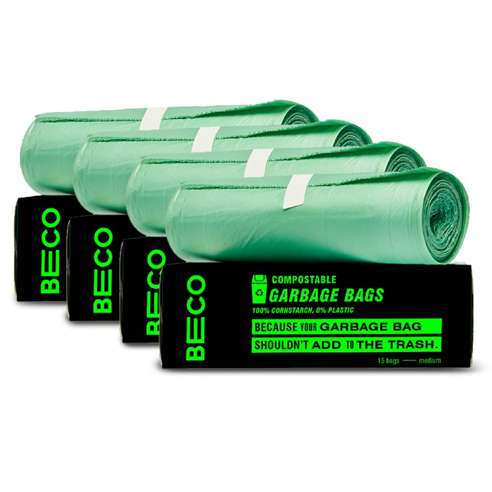 becoEco Friendly Compostable Garbage Bags for Dustbin | 60 Pcs | Medium 19 X 21 Inches | Pack of 4