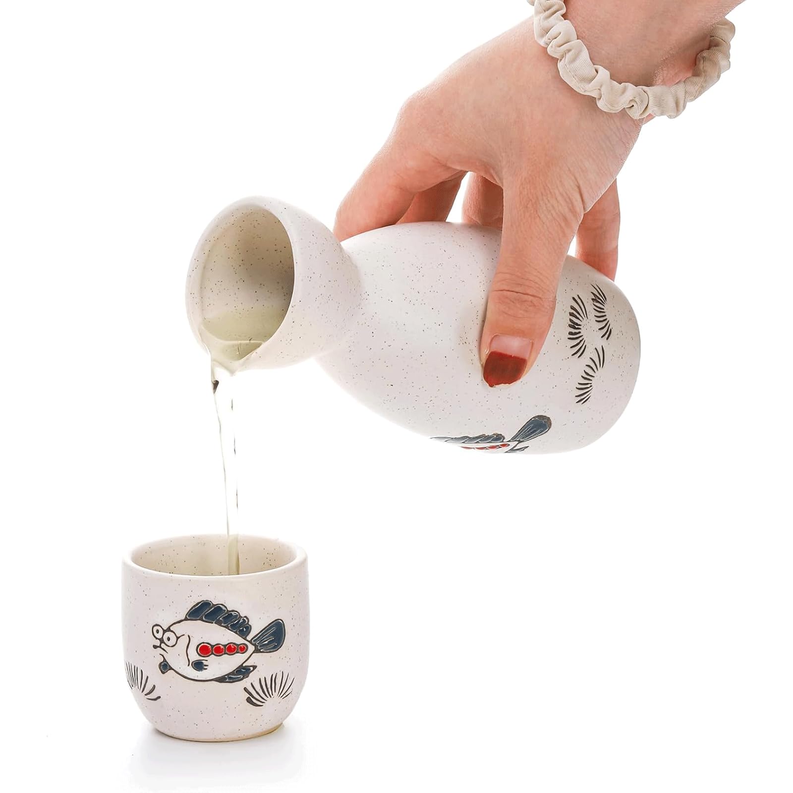 5er-Pack Keramik-Sake-Set, Porzellan-Sakebecher, Japanisches Sake-Set, traditionelles Sakebecher-Set für heißen oder kalten Sake