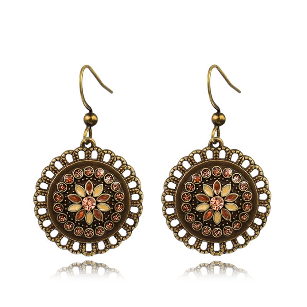 Boucles D'oreilles Soleil En Laiton Faites Main : Style Tribal Bohème - France