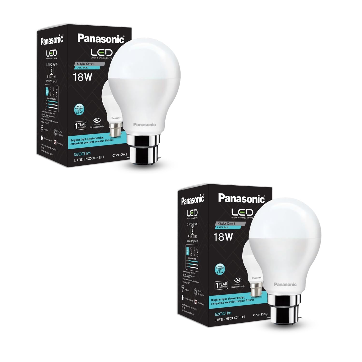 Panasonic B22 LED Cool Day Light Bulb (18W) - Pack of 2-picture-23